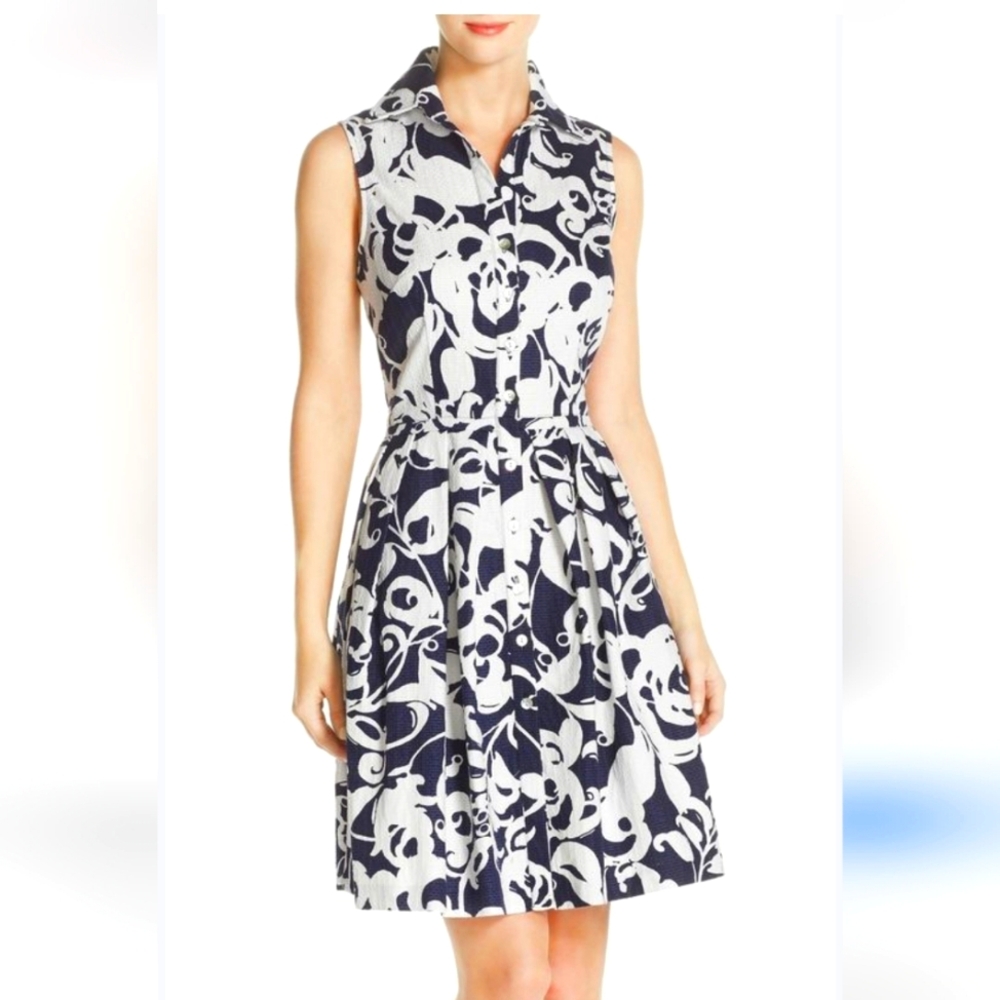 Just Taylor fit and flare knee length dress. Size S XS Black White floral